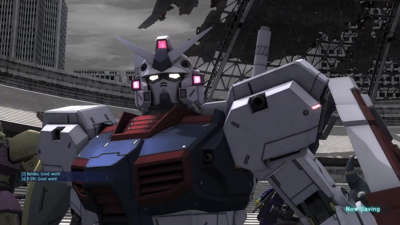Gundam Battle Operation 2 ( PC - Steam ) - Gundam G07 in the mirrored City Ruins.