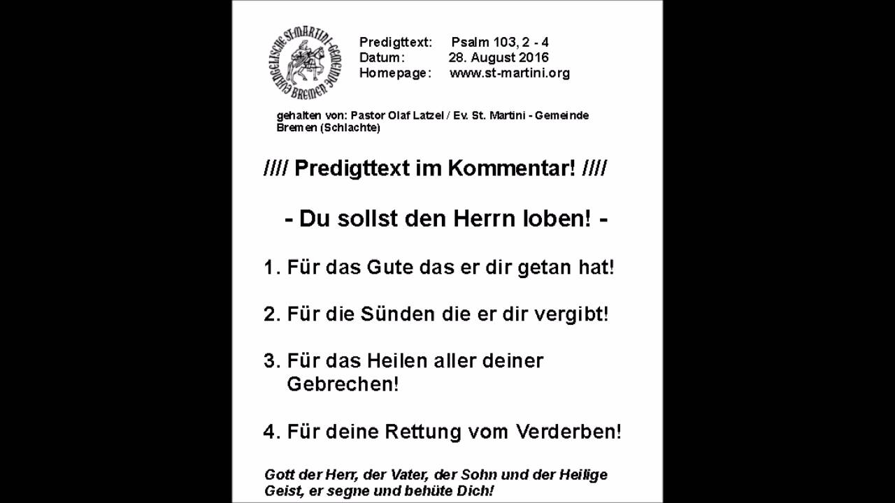 28.08.2016 - Du sollst den Herrn loben!