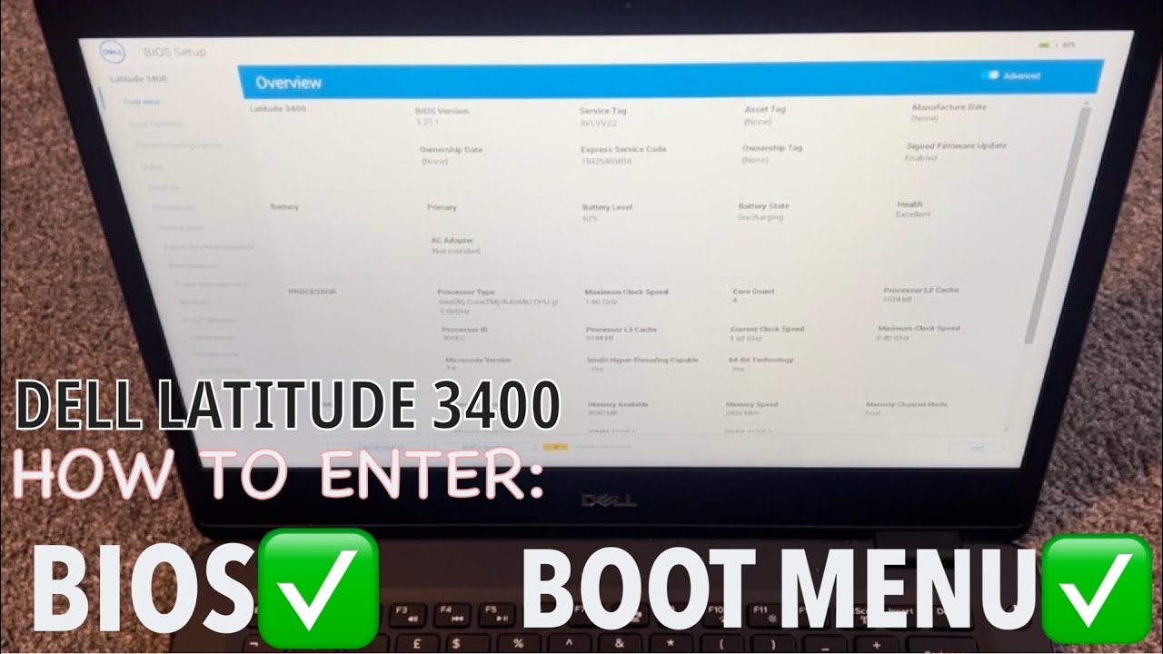 Dell Latitude 3400 — как войти в настройки BIOS/UEFI и параметры меню загрузки