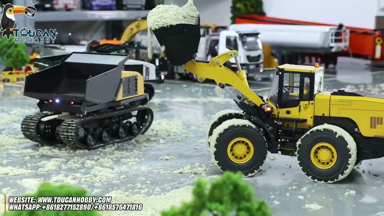 LESU 1/14 Hydraulic RC Excavator C374F and Super Frog T14R RC Dumpers and RC Loader WA480 PNP