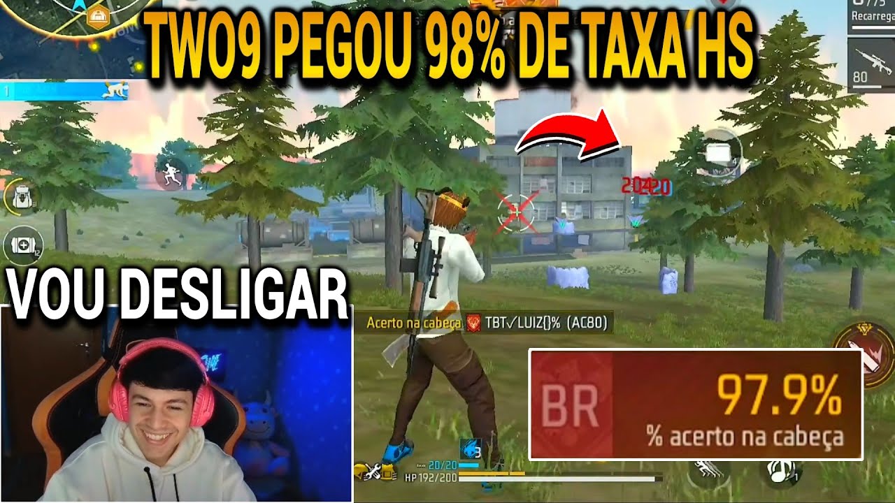 TWO9 MOSTROU COMO UM JOGADOR COM 98% TAXA DE HS JOGA FREE FIRE, PARECE XIT!