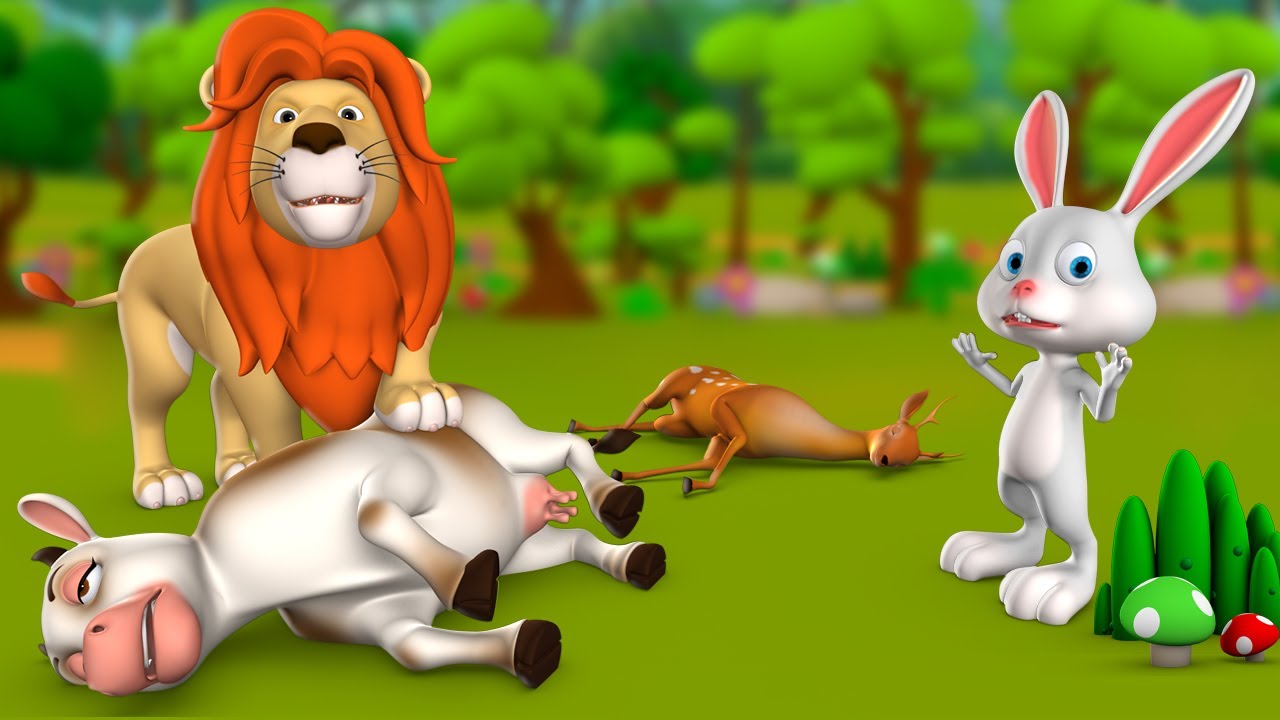 The Lion and Three Friends Telugu Story - సింహం మరియు ముగ్గురు మిత్రులు నీతి కధ | Kids Moral Stories