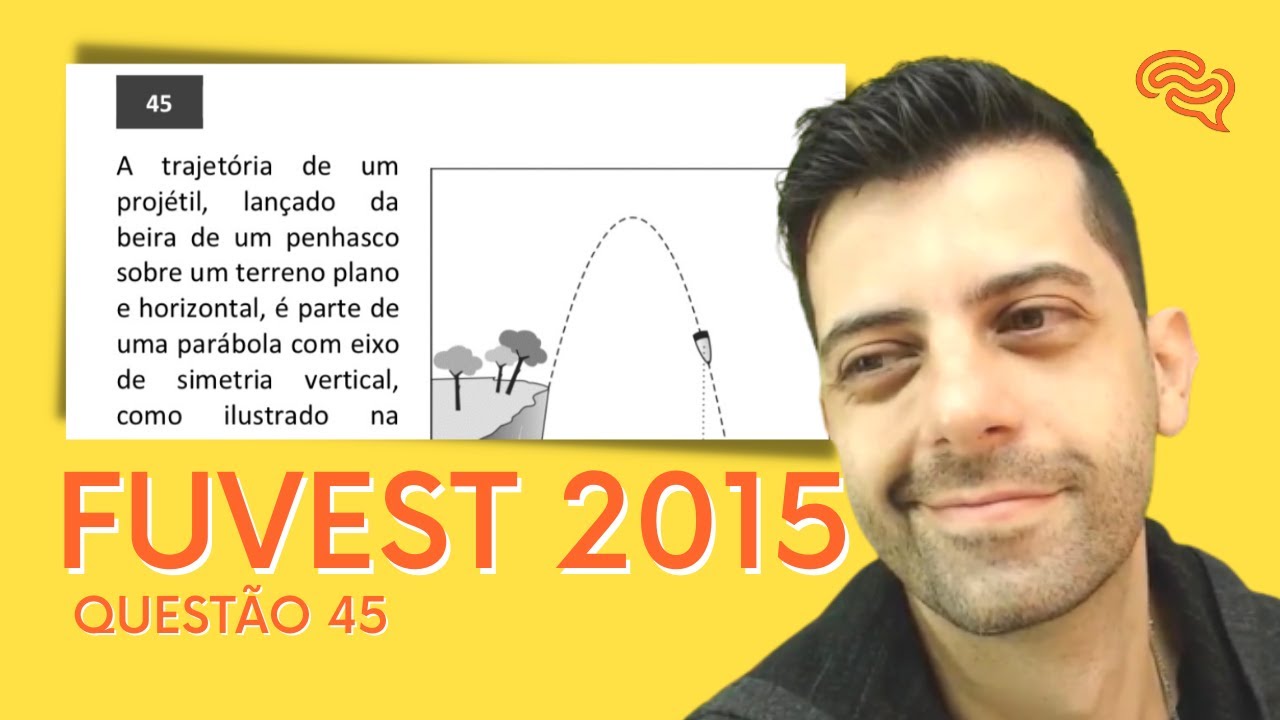 FUVEST 2015 - Q45 - A trajetória de um projétil, lançado da beira de um penhasco sobre um terreno