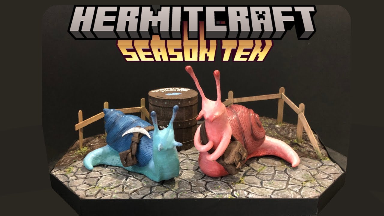 Pesky Snails! Hermitcraft Season 10 diorama - Polymer clay, tinfoil, and paint
