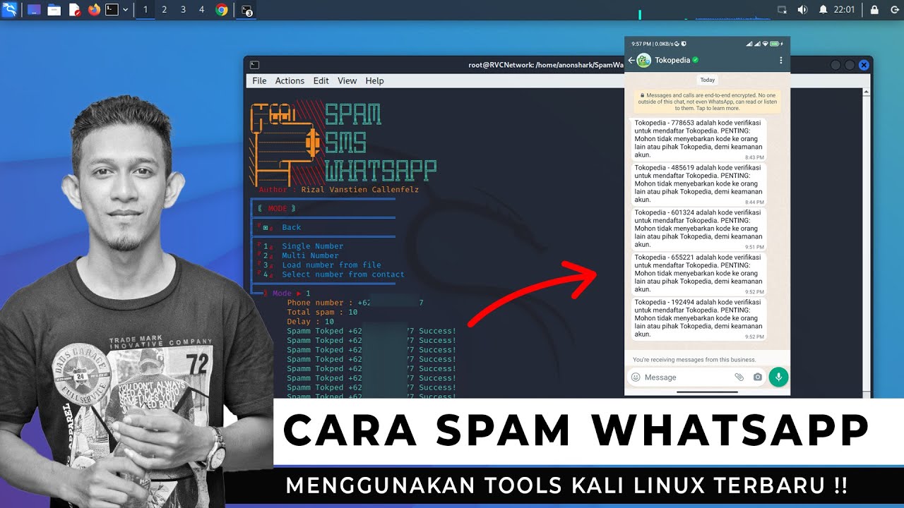 How to Spam Messages On Whatsapp with Kali Linux Tools