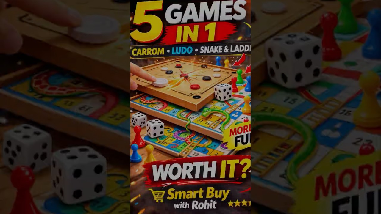 5 Games in 1 Board 😲 Carrom + Ludo + Snake Ladder #shorts