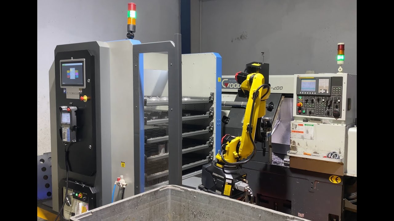 GoodWay GLS-200 Machine Tending Application with Fanuc M10ID/12 Robot