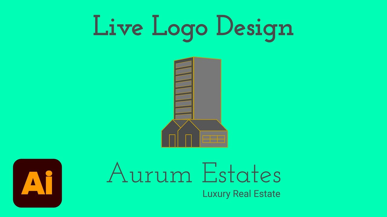 Live logo design in Adobe Illustrator for beginners | Real Estate Logo Design