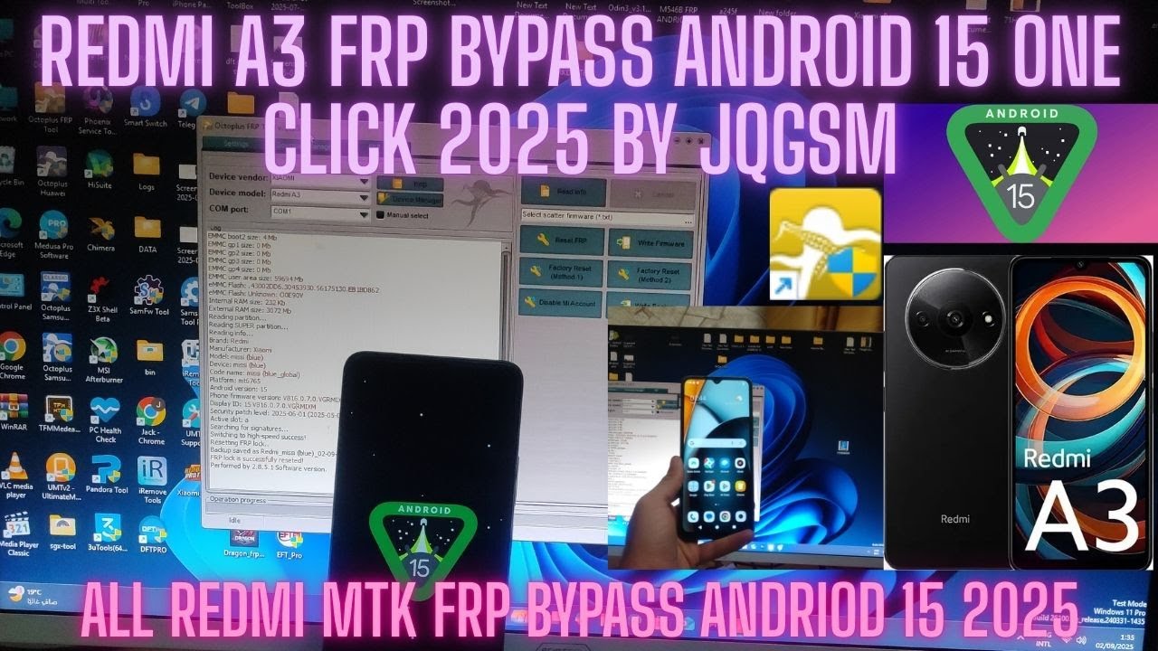 REDMI A3 FRP BYPASS ANDROID 15 METHOD 2025 ONE CLICK 2025 BY JQGSM