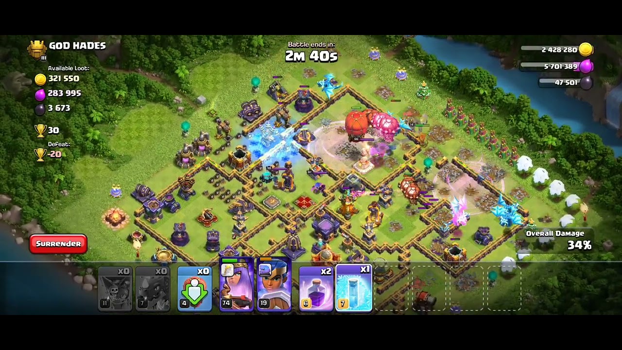 The fight in dead base of clans of clans games
