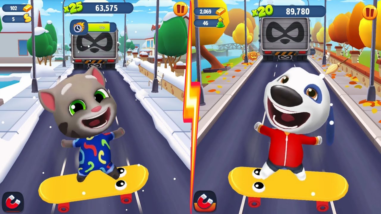 Talking Tom Gold Run Halloween 2024 vs Christmas Update - Snake Off Tom vs Talking Hank