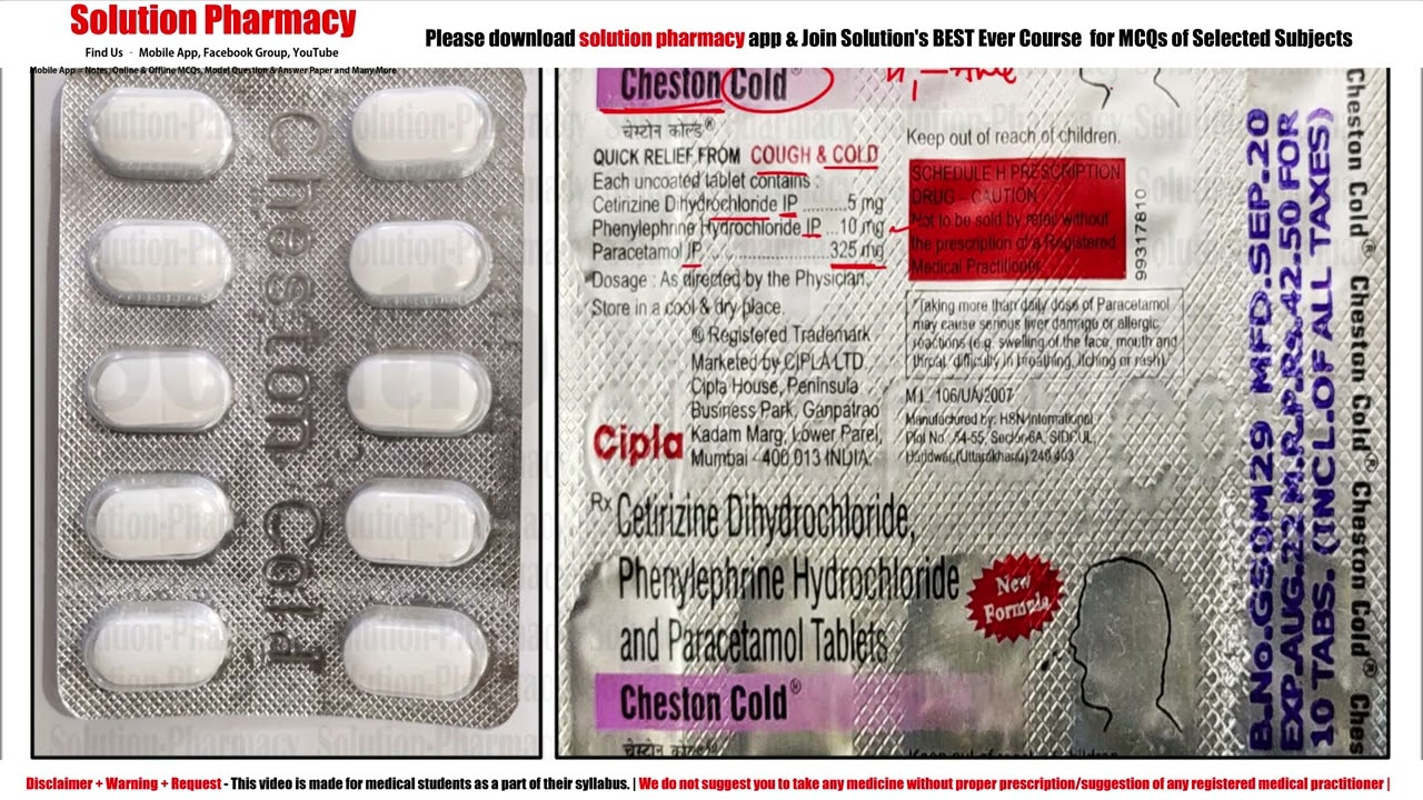 Cheston Cold Tablet | Cetrizine | Paracetamol | Phenylephrine | Medicine for Allergic Cold and Fever
