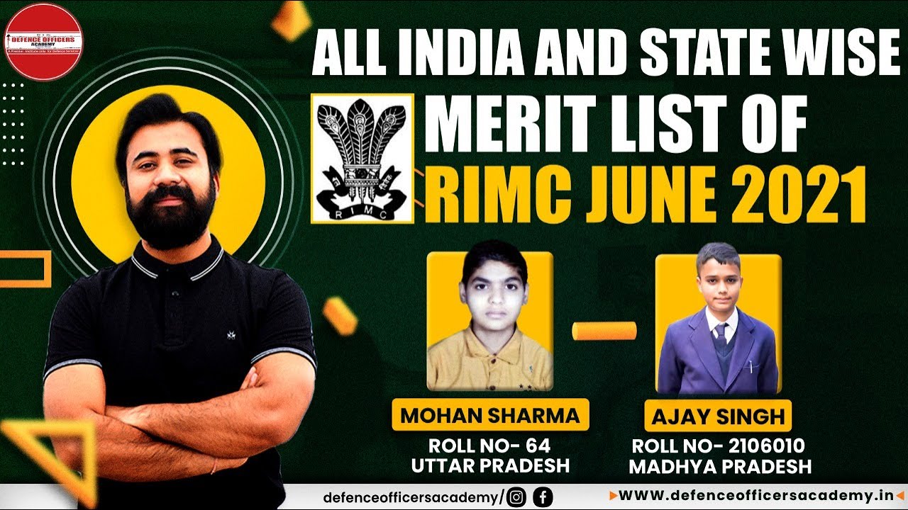 ALL INDIA & STATE WISE MERIT LIST | RIMC JUNE 2021 | Live🔴| FINAL MERIT LIST |#RIMC #BETHENEXT #DOA