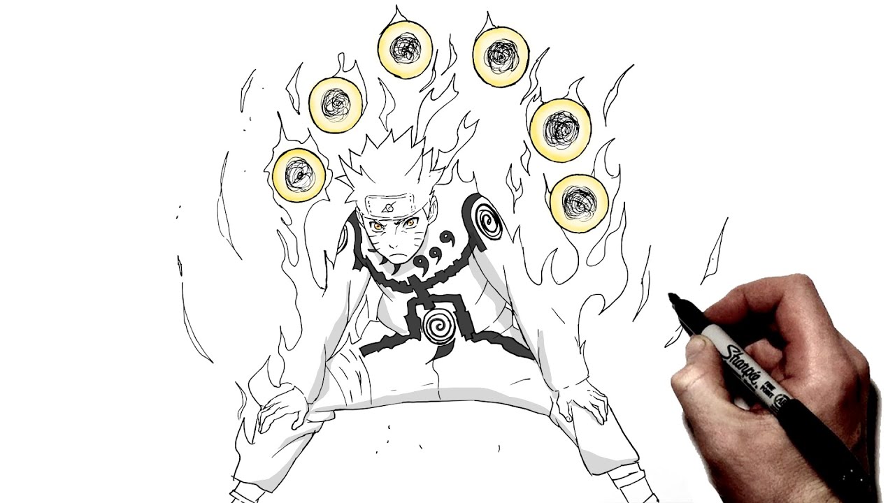 How To Draw Naruto Kyubi Chakra Mode | Step By Step | Naruto