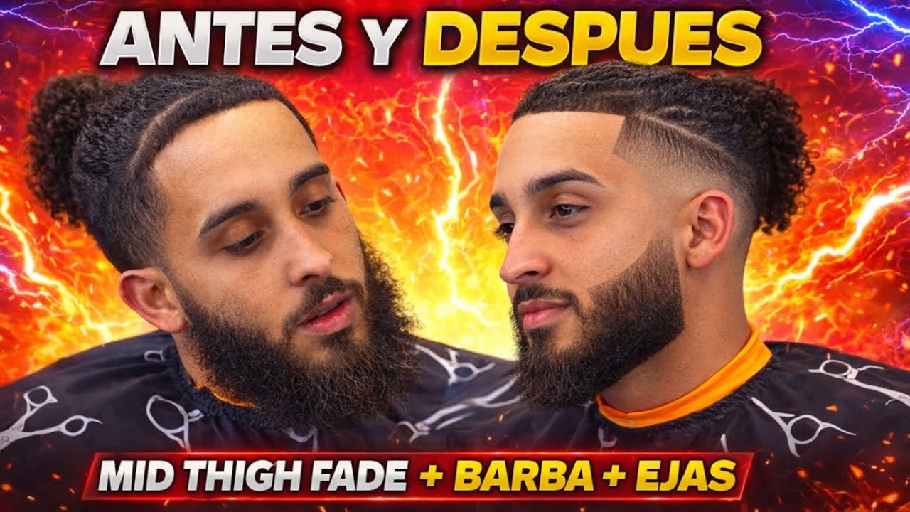 ANTES Y DESPUÉS 🔥 Mid High Fade + Barba + Ejas | TRANSFORMACIÓN BRUTAL