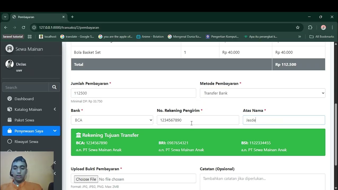 Demo Sistem Informasi Sewa Mainan Berbasis Web