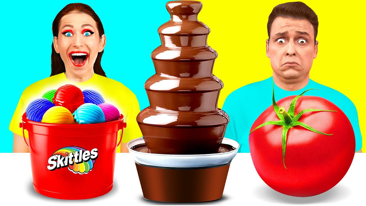 Chocolate Fountain Fondue Challenge | Kitchen Battle with Food by Fun Teen
