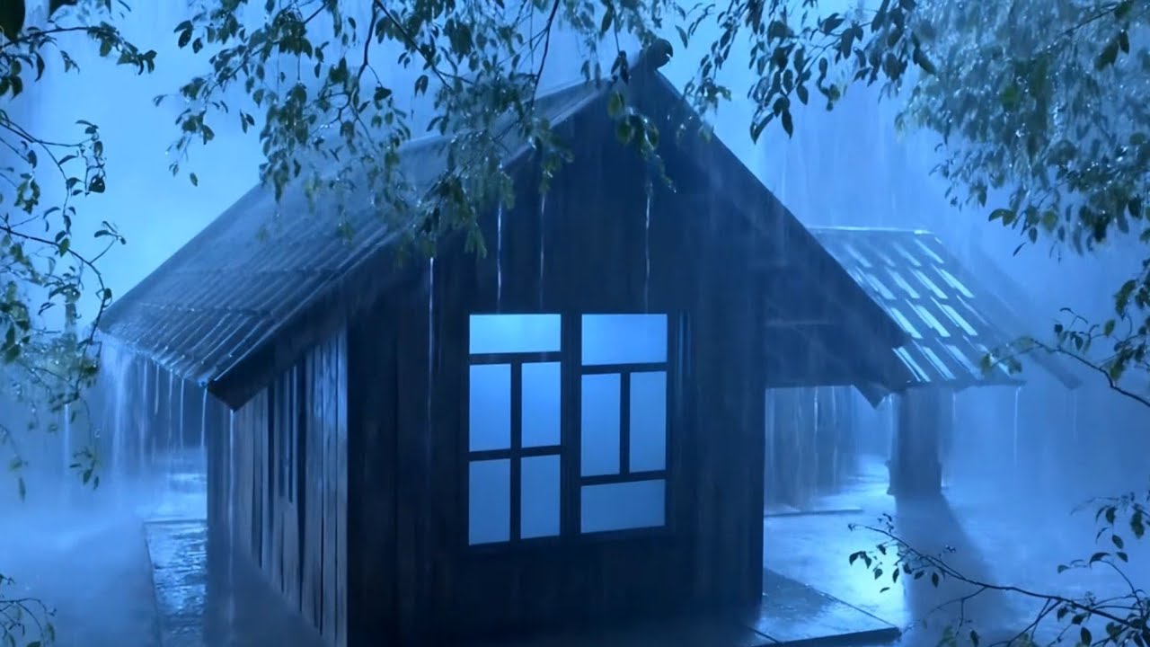 Rain Sounds for Sleep Instantly | Heavy Rain & Thunderstorm on Lonely Forest Hut Roof
