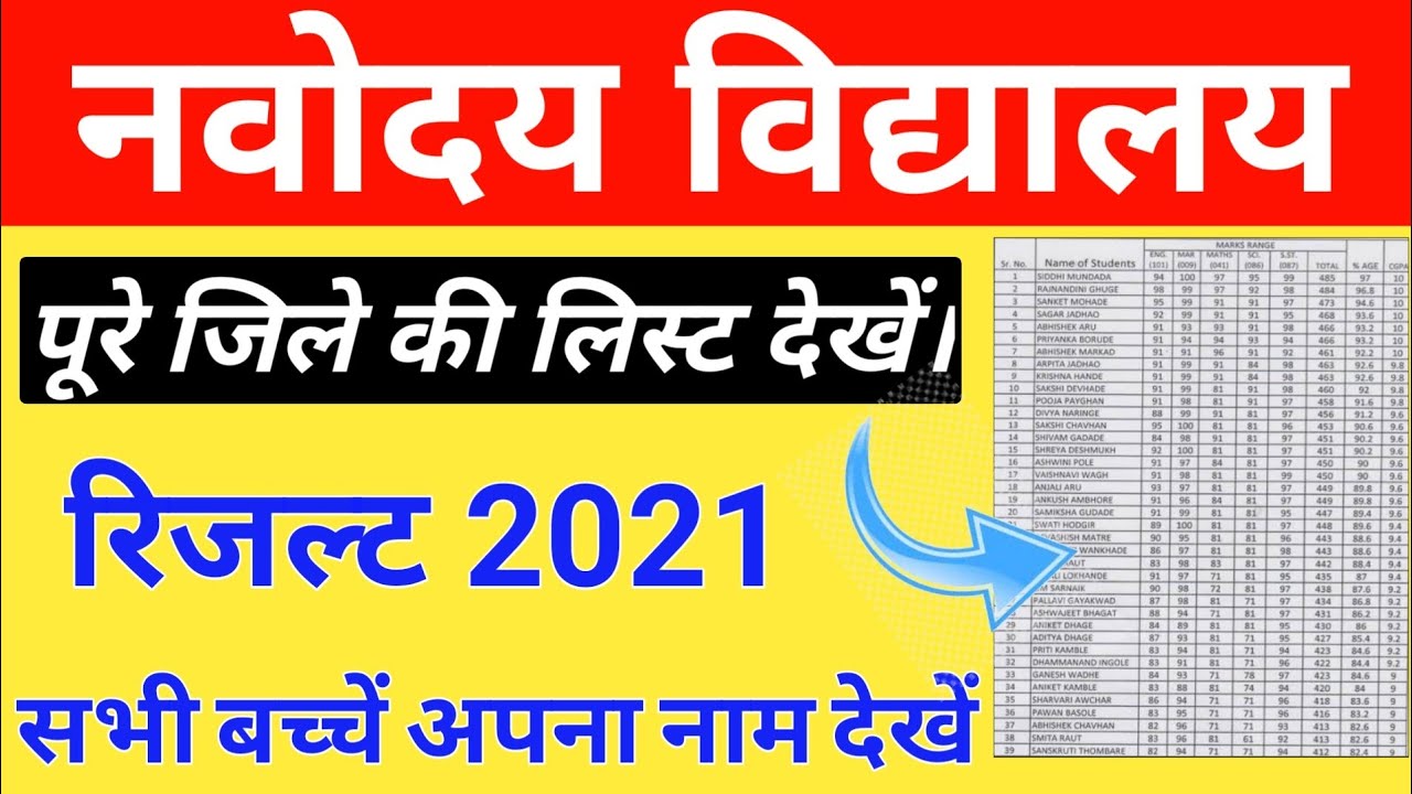 JNVS Class 6 Result List 2021 Kaise dekhe | How to Check NAVODAYA Result Merit List 2021 Class 6