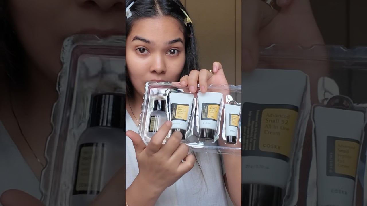 Let&rsquo;s try all about snail mucin mini kit of cosrx Korean skincare #youtubeshorts