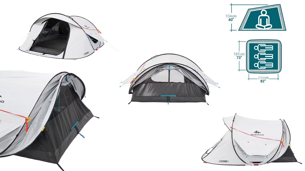 Decathlon - QUECHUA - 2 SECONDS 3 OSOBY F&B - samorozkládací stan