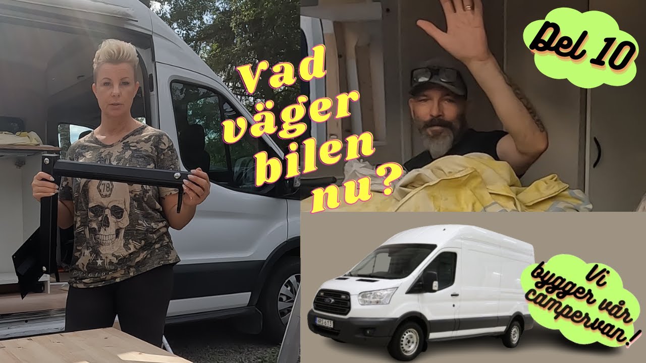 VI BYGGER VÅR EGNA CAMPERVAN! Del 10. Sätter upp solfångare, kaklar & väger bilen mm.