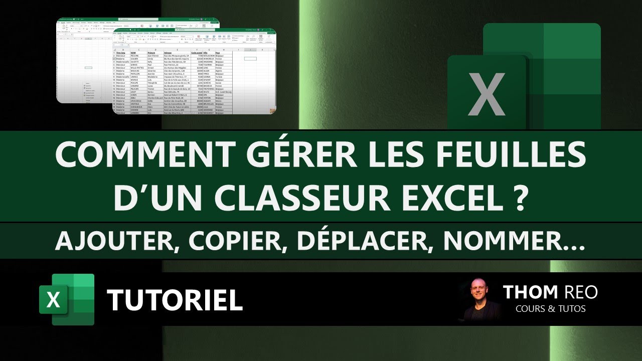 ORGANISER les FEUILLES d'un classeur EXCEL : copier, supprimer, d&eacute;placer, colorier... (Tutoriel)