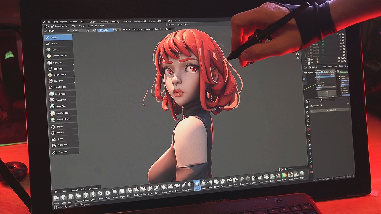 Sculpt with me - 3D Modeling Crimson Girl in Blender