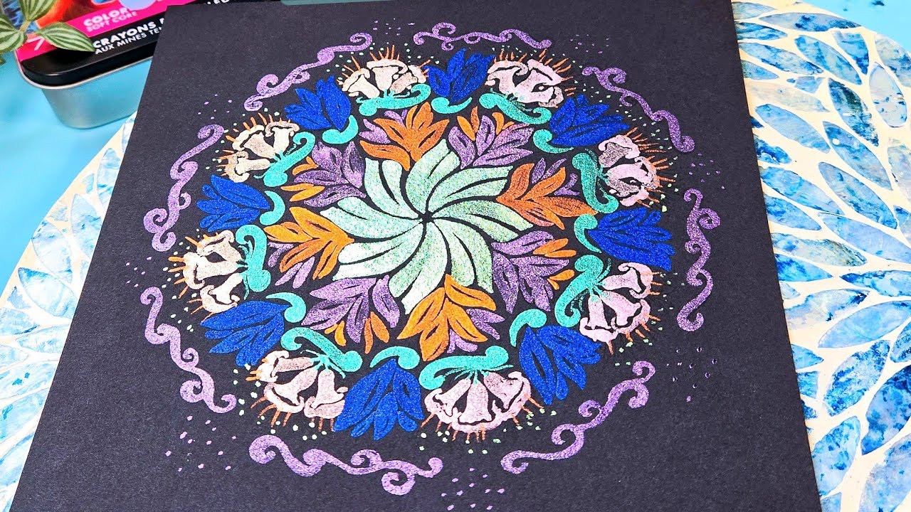 Find Joy in Sparkly Painting - Colorful Floral Mandala in Watercolor