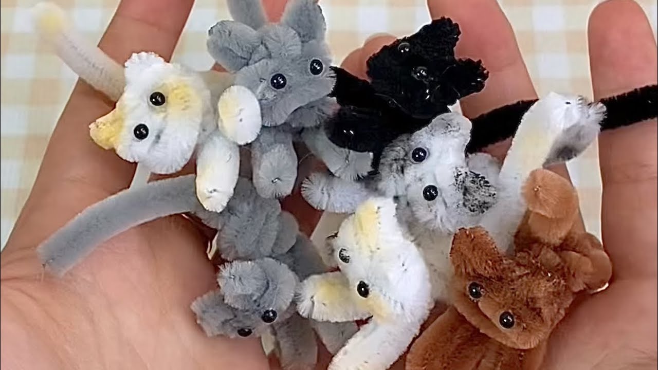 Deongkul DIY) Slow Tutorial | Stretching Cat with 2 Pipe Cleaner DIY 🐈🐾