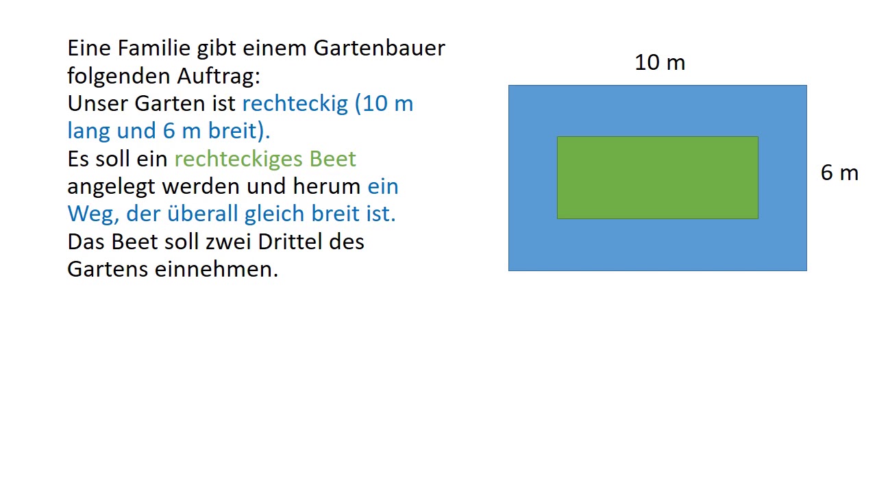 Eine Textaufgabe systematisch lösen (quadratische Gleichung)