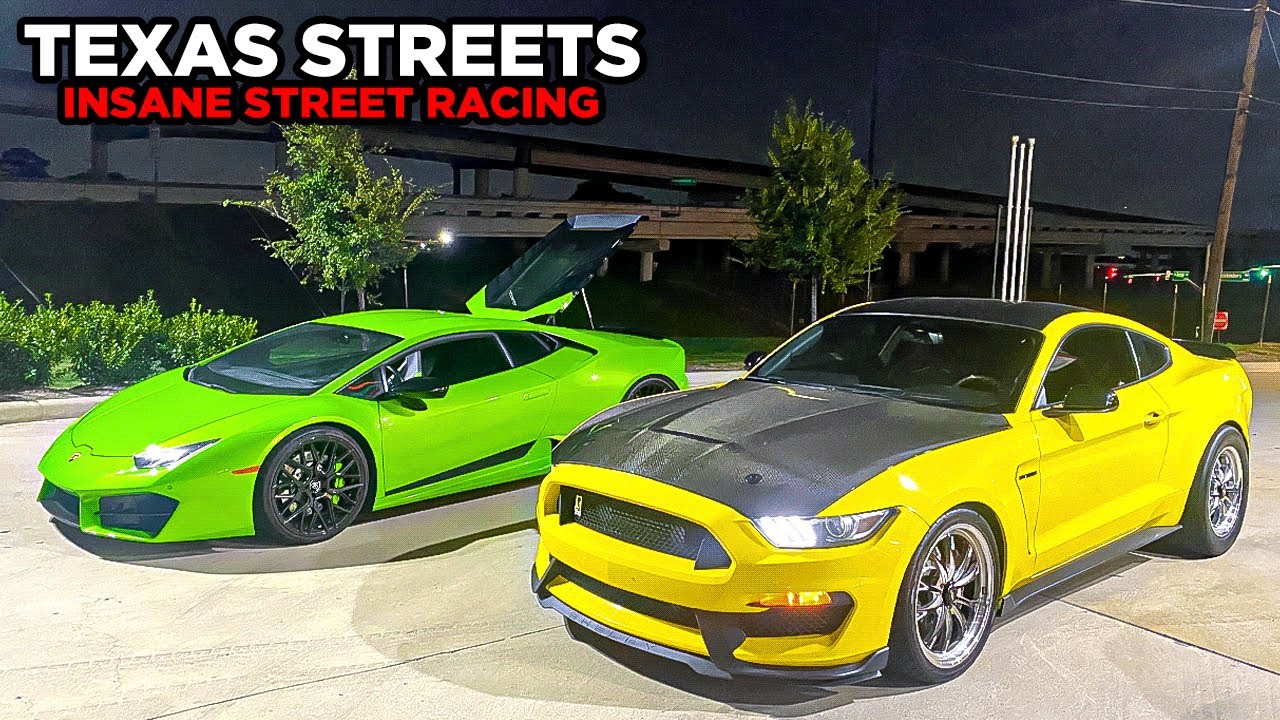 900HP Shelby GT350 takes on Lamborghini Huracan & Tesla Model X Plaid on TEXAS STREETS!
