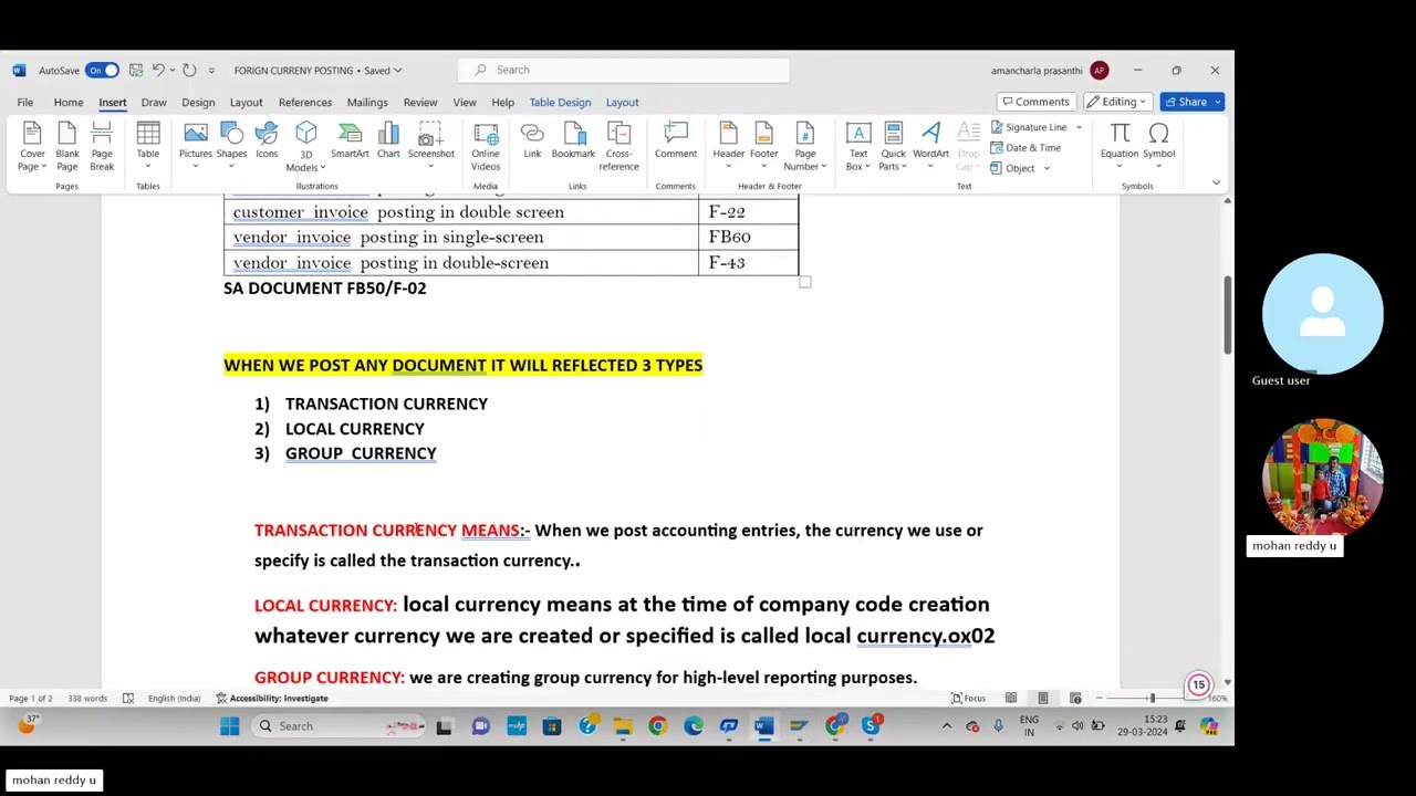 FOREIGN CURRENCY  POSTING  ( CLASS-22)