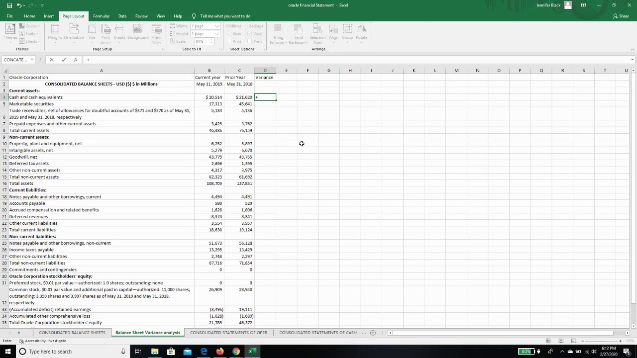 Balance Sheet Variance Analysis