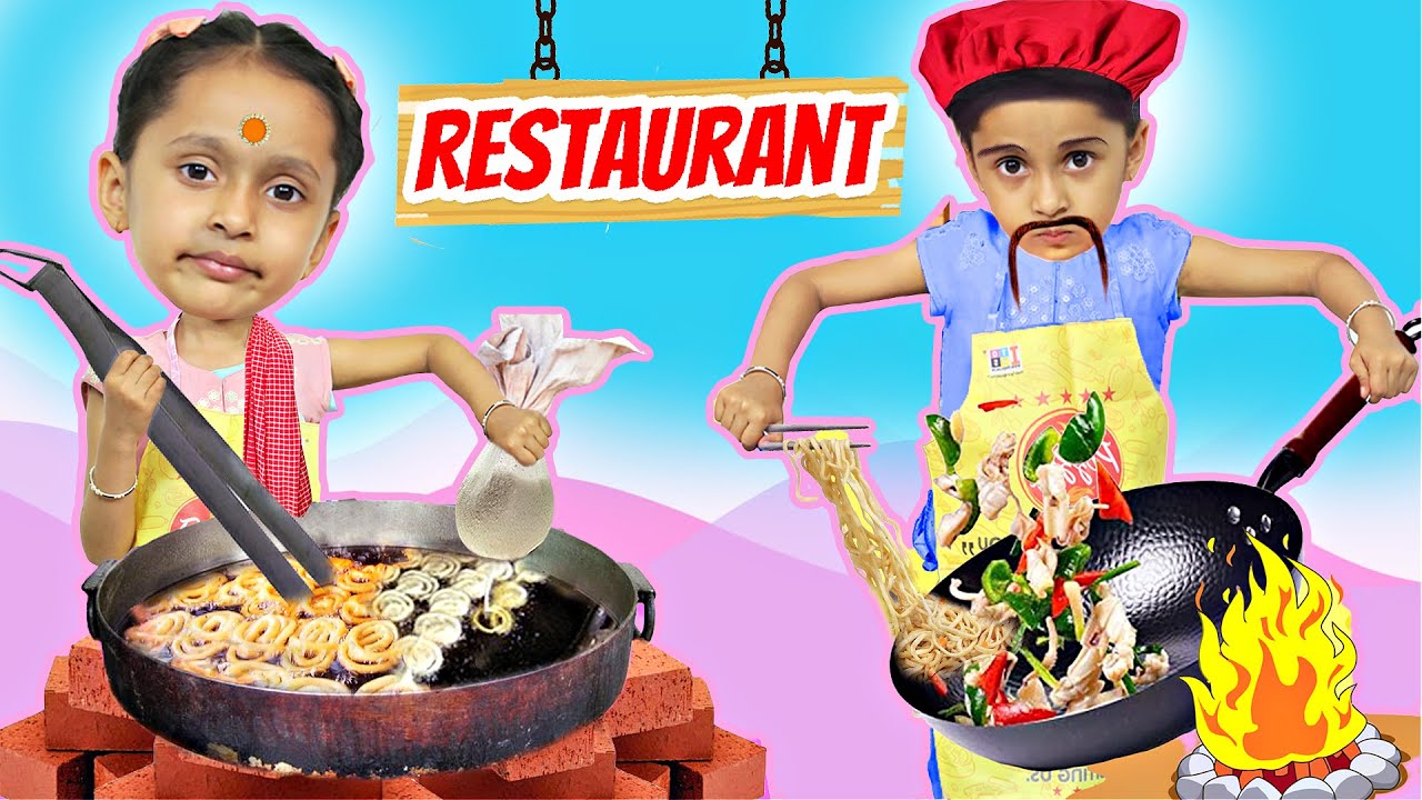 Kids Pretend Play In Restaurant | Kitchen Set | ToyStars