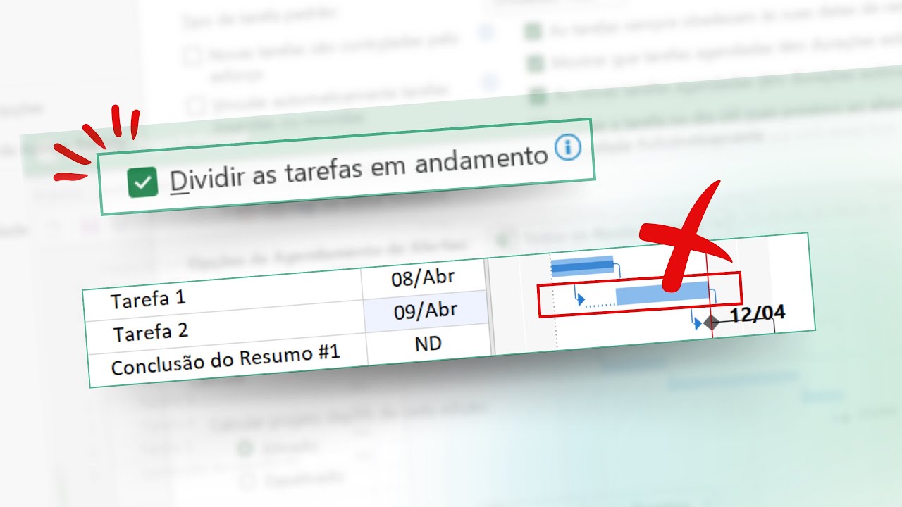 COMO A DIVISÃO DAS TAREFAS EM ANDAMENTO IMPACTA A ATUALIZAÇÃO DO PROGRESSO NO MS PROJECT