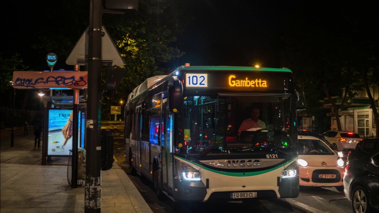 La ligne de bus RATP 102 (Les Lilas) : Gambetta - Mairie du XXe - Rosny-Bois-Perrier RER