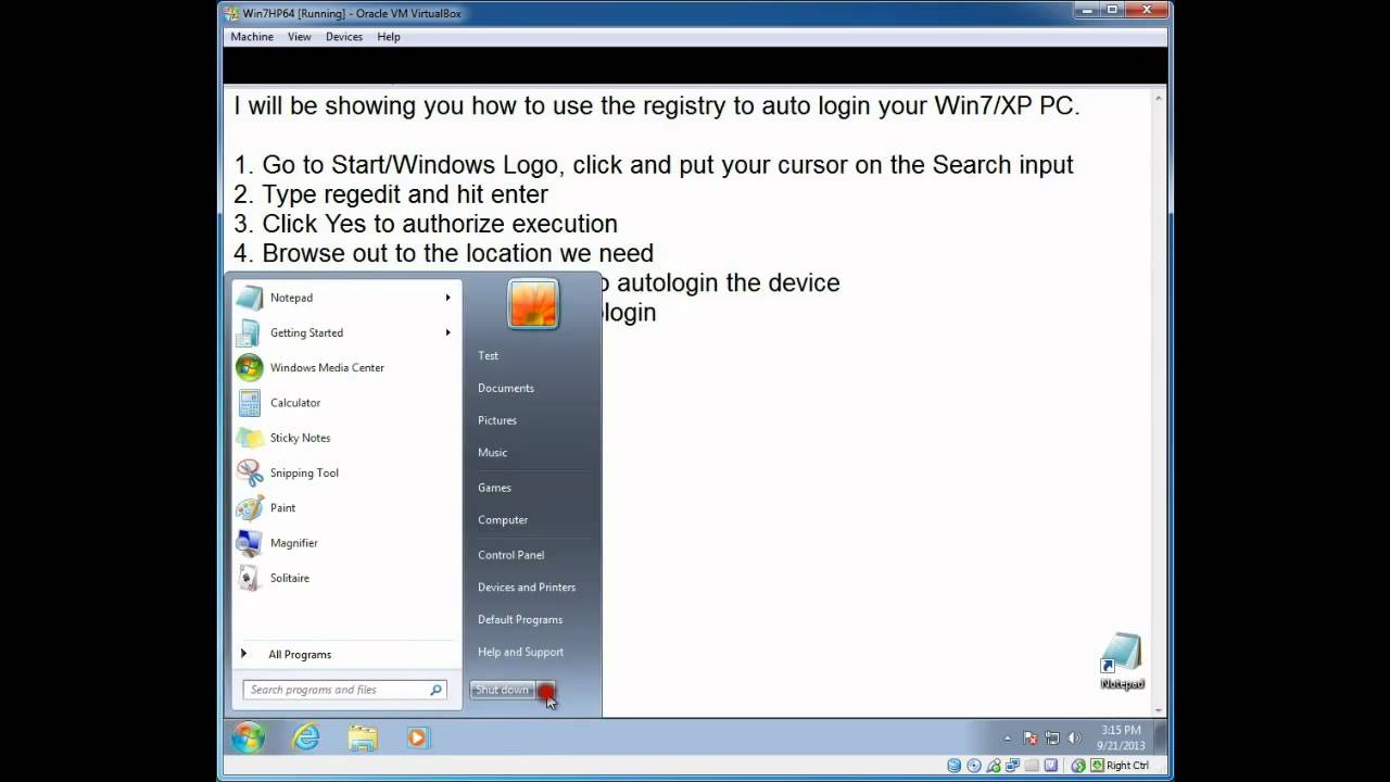 Windows 7/XP Autologin Registry Edit