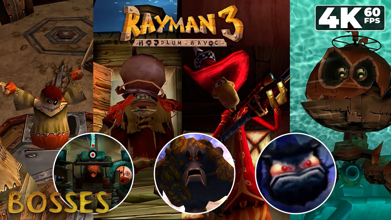 Rayman 3: Hoodlum Havoc (PC) - ALL BOSSES (4K60)