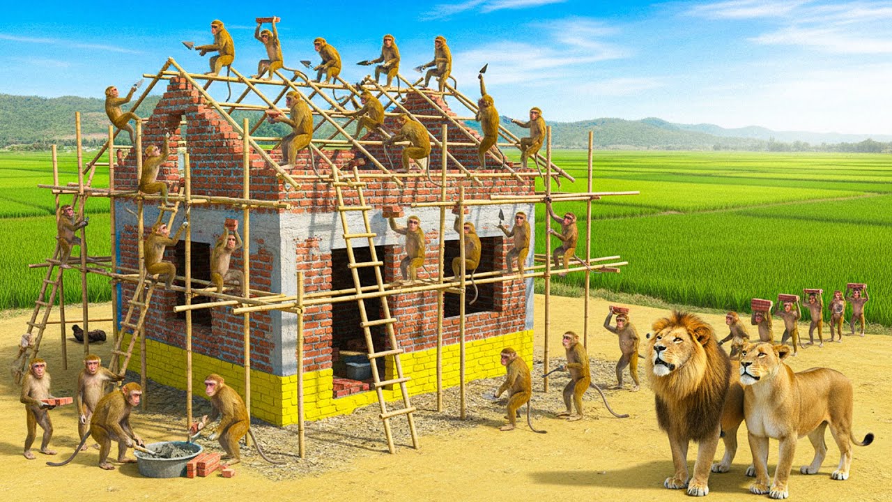 Indian Monkeys Build a Modern Two-Story Dream House Like Humans  | Smart Defense Against Predators