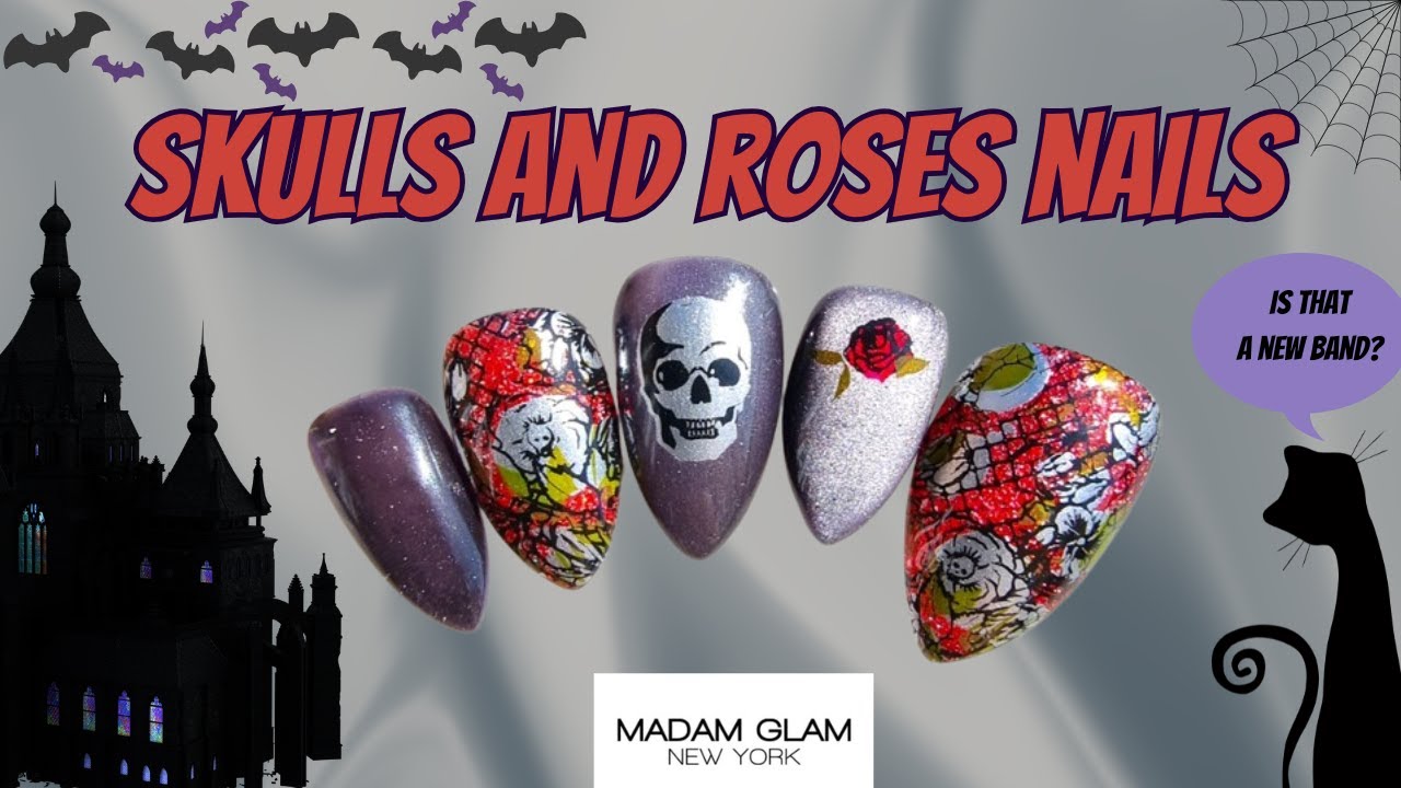 Skulls and Roses Nail Designs @madamglamofficial Secret Garden Collection
