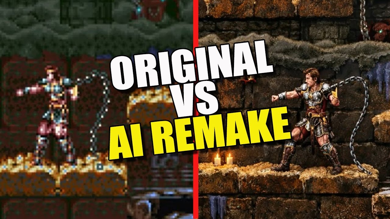 Super Castlevania IV Reimagined - Original vs AI Remake in 4K