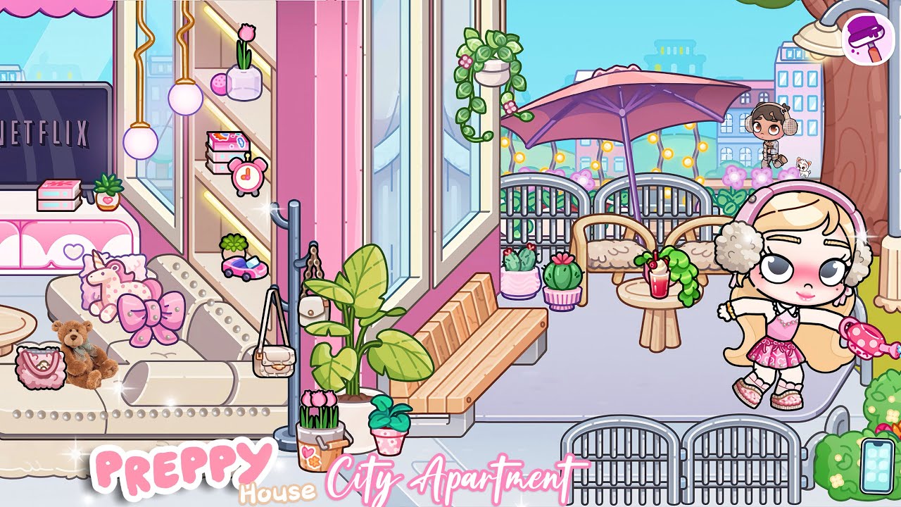 AVATAR WORLD 🎀PREPPY AESTHETIC PINK APARTMENT|Avatar World City House Tour |House Ideas ✨|#pazu
