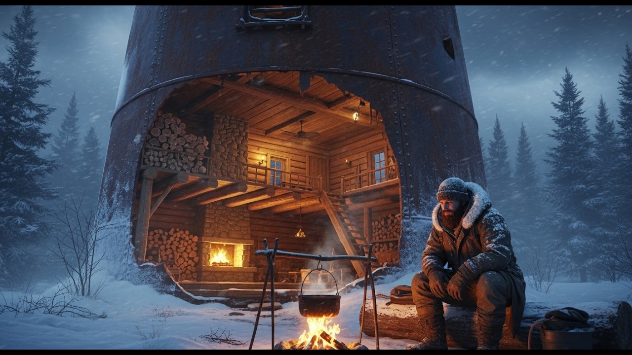 Surviving the Freezing Blizzard: Cabin Build in an Abandoned Lighthouse