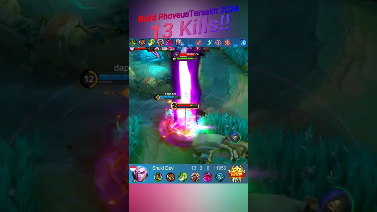build phoveus tersakit 2024 13 Kills!!  #mobilelegends #buildphoveustersakit #phoveusrevamp