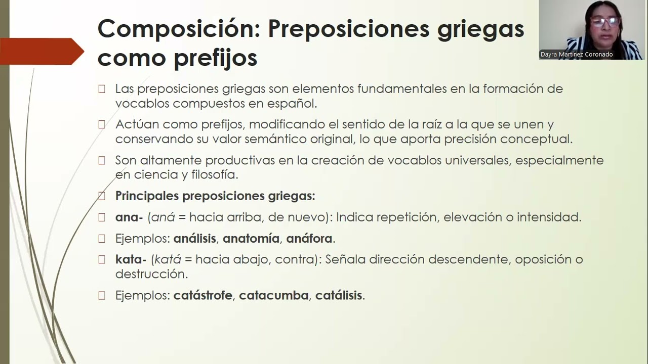 Unidad II - Etimologías Griegas en el Léxico Académico y Cultural - Prof. Dayra Martínez