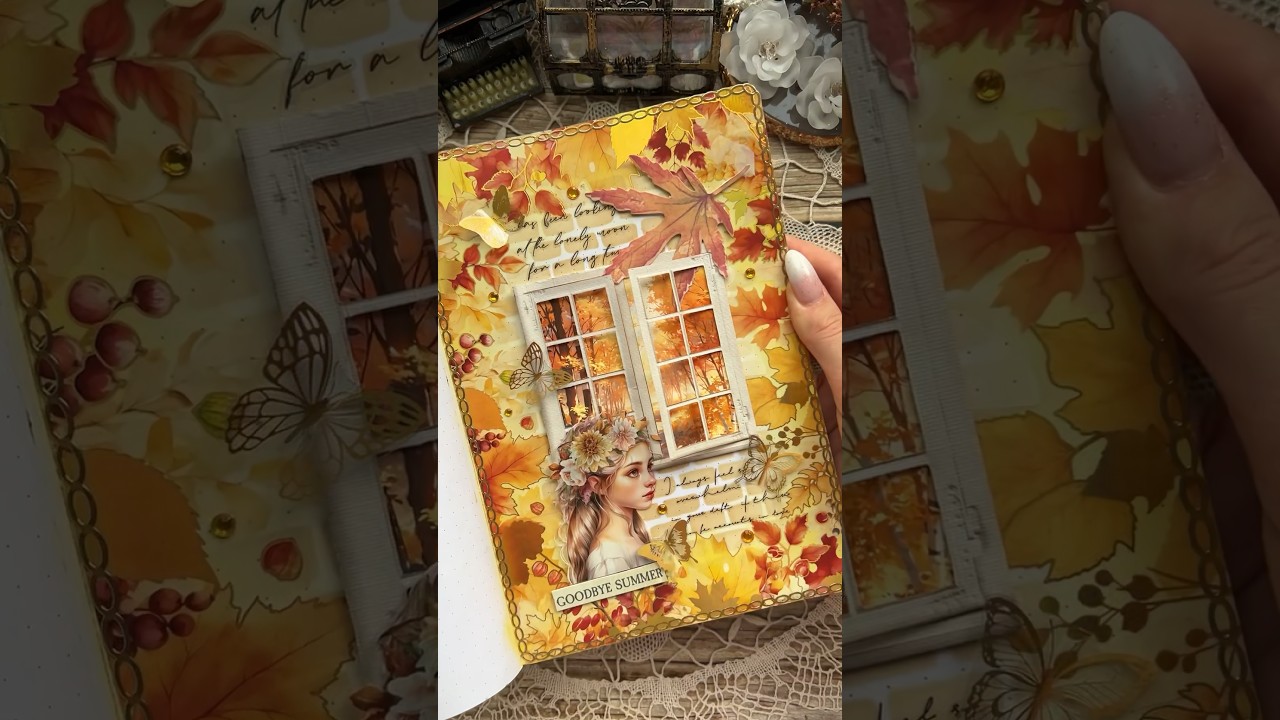 ASMR fall spread🍁🍂🤎✨|#asmr #journaling #journal #scrapbooking #journalwithme #fall #autumn #fyp