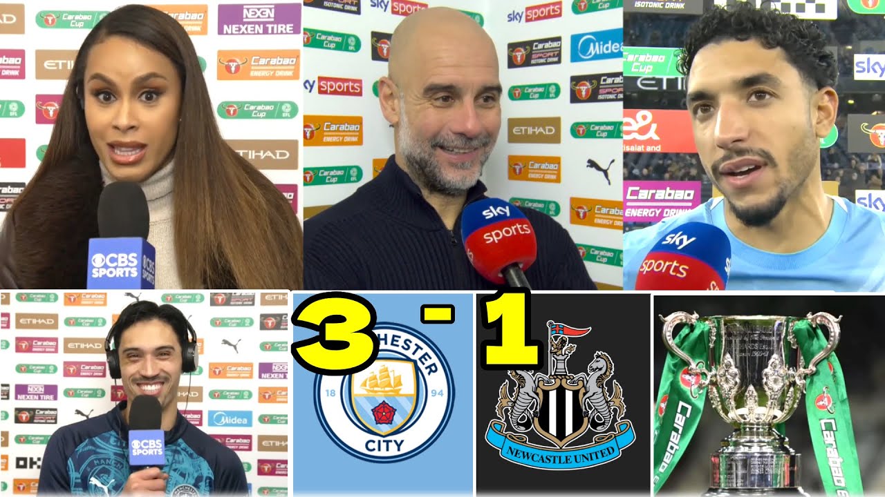 Manchester City vs Newcastle 3-1 (5-1) | pep Guardiola's reaction after qualifying for the final 🏆