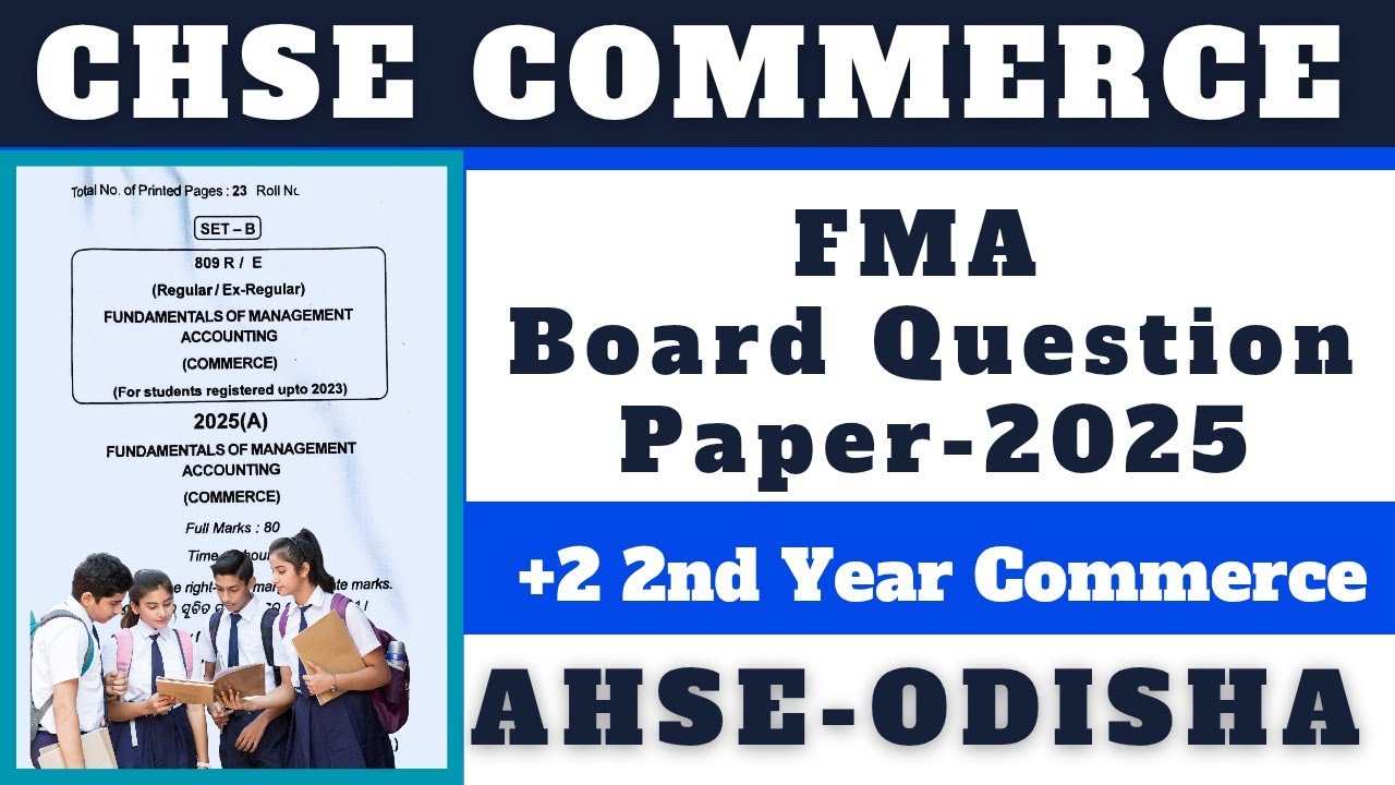 FMA BOARD QUESTION PAPER 2025 II MCQ ANSWER KEY II CHSE COMMERCE #chseodisha