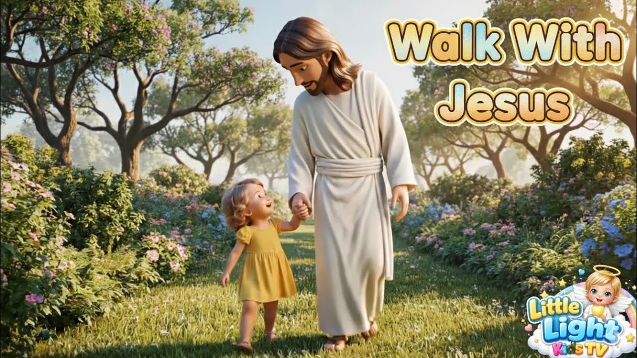 Walk With Jesus 🤍 | Peaceful Christian Song for Toddlers | Gentle Faith & Love